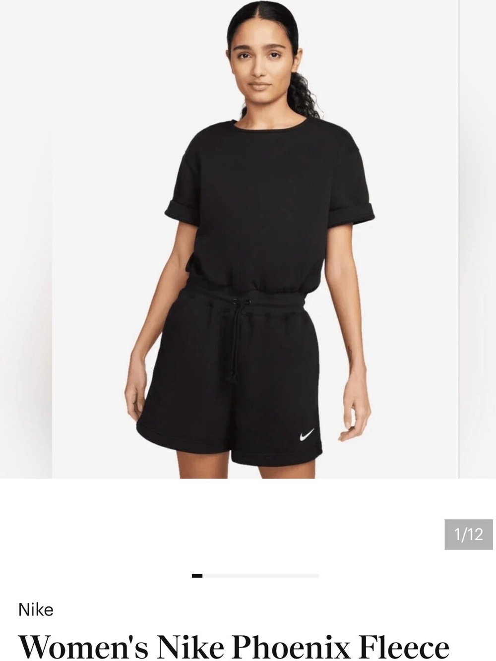 Nike Black Women's Fleece Short Set with Swoosh